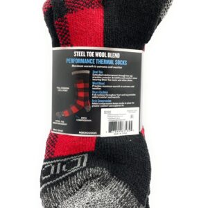 Dickies Genuine Men’s 3-Pairs Steel Toe Crew Performance Thermals Socks, Wool Blend , Multicolor (Red, Black & Gray) Pack of 1