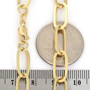 Nuragold 14k Yellow Gold 7mm Paperclip Elongated Rolo Cable Link Chain Pendant Necklace, Womens Jewelry Lobster Clasp 16" 18" 20" 22" 24"