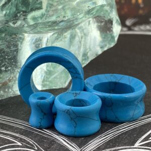 Mystic Metals Body Jewelry Pair of Blue Synthetic Turquoise Stone Tunnels (STN-739) (0g (8mm))