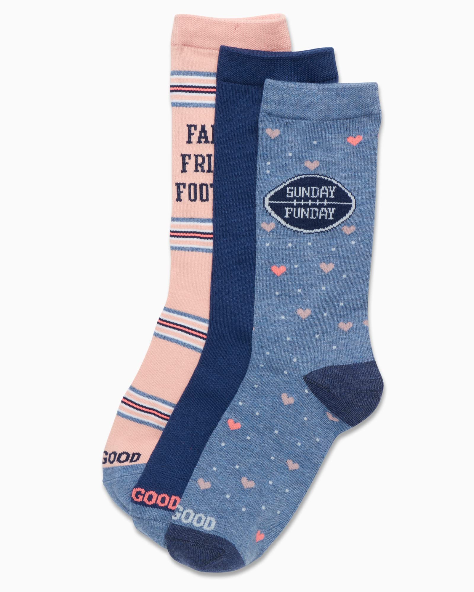 Life is Good Women's Socks - Novelty Crew Cut Socks (3 Pack), Size Shoe Size: 4-10, Navy