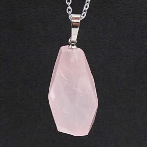 Healing Crystal Stone Pendant Amethysts Rose Pink Clear Crystal Faceted Reiki Stone Pendant Necklace PE065 (Clear Crystal)