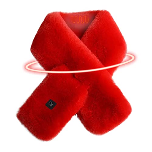 Heated Scarf with Neck Heating Pad - Heated Neck Wrap for Men and Women As Warming Scarf Mens Scarf (Red, One Size)