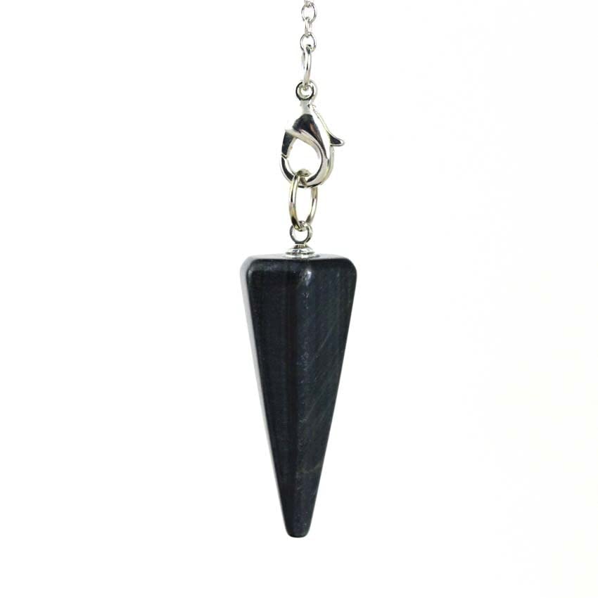 Stone Pendulum Pendant 6 Faceted Hexagon Cone Healing Crystal Reiki Dowsing Pendulum Stone Divination Jewelry K70W4 (Blue Tiger Eye)