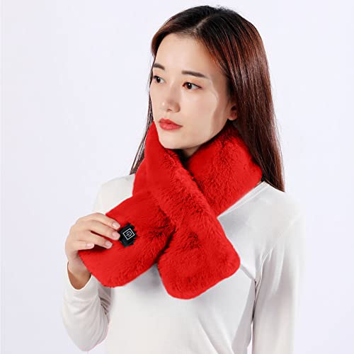 Heated Scarf with Neck Heating Pad - Heated Neck Wrap for Men and Women As Warming Scarf Mens Scarf (Red, One Size)