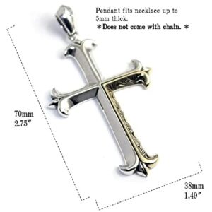 COSUMOSU 2.75inch 925 Sterling Silver Large Cross Pendant for men