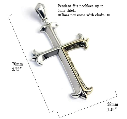 COSUMOSU 2.75inch 925 Sterling Silver Large Cross Pendant for men