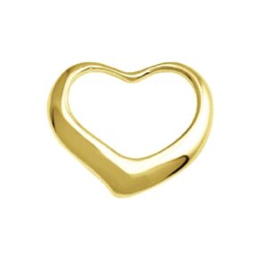 Sterling Silver Yellow Gold Plated High Polished Classic Valentine Floating Heart Pendant