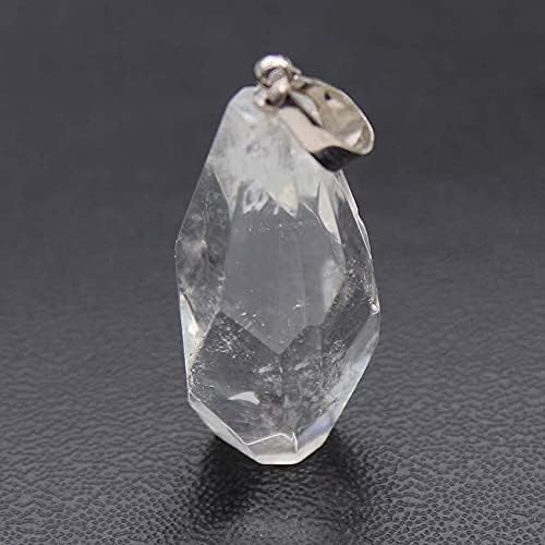 Healing Crystal Stone Pendant Amethysts Rose Pink Clear Crystal Faceted Reiki Stone Pendant Necklace PE065 (Clear Crystal)