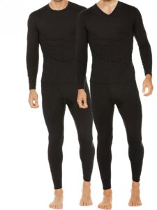 thermajohn 2 pack thermal underwear for men size 3xl v-neck & crew neck sets black