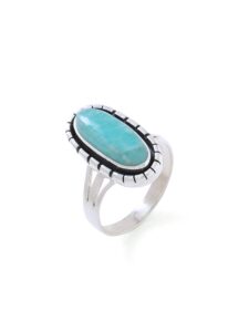 silver eternity 925 sterling silver amazonite ring for women statement ring silver natural blue amazonite ring jewelry gift for women (blue, ring size - 6)