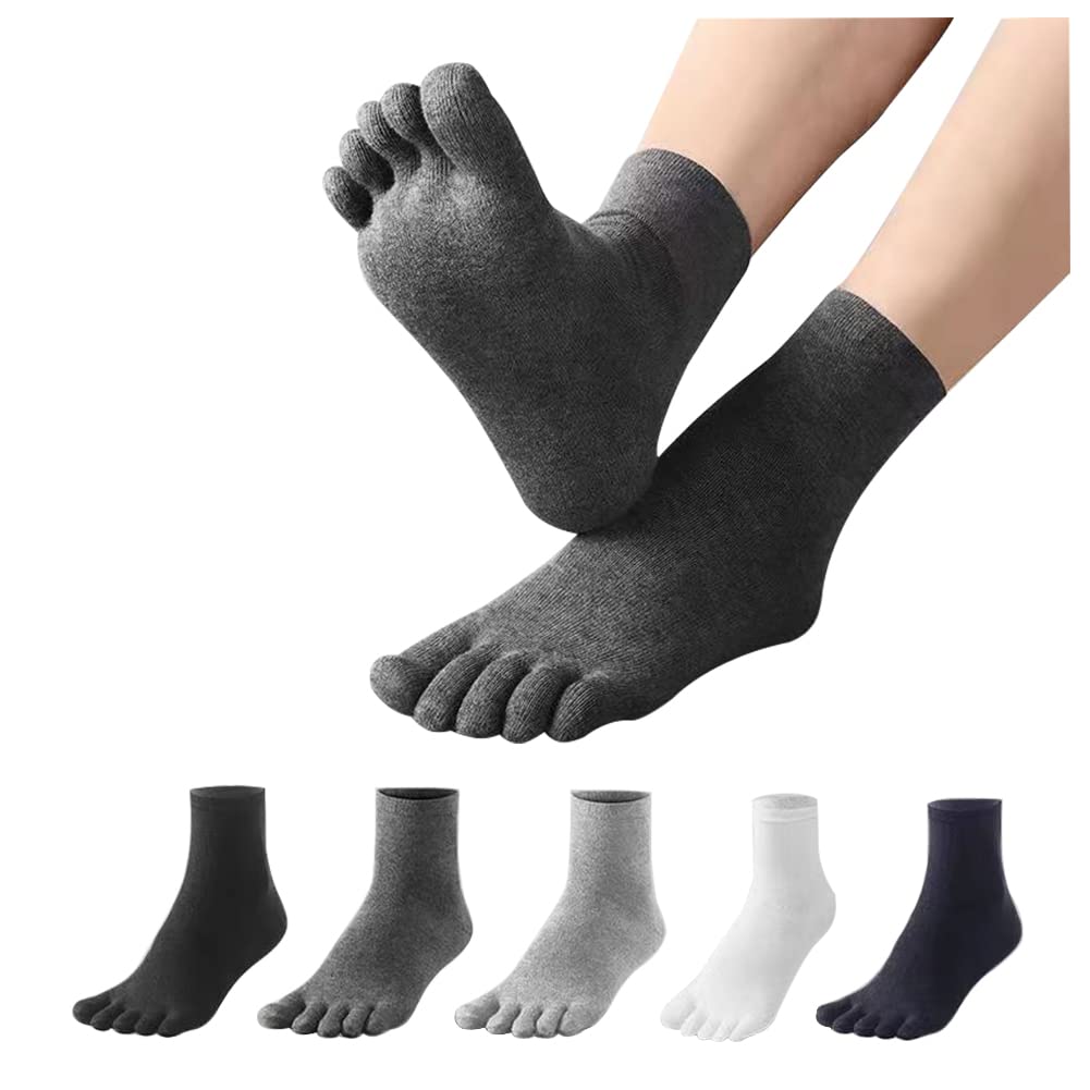 Kayzyue Men Toe socks Running Five Finger Socks Low Cut Athletic Running Socks Running Cotton Socks - 5 Pairs Size 7-11