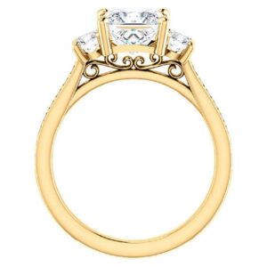 Solitaire Moissanite Engagement Ring Set 2 CT Princess Cut Bridal Wedding Ring Set for Women Propose Gifts Her VVS Colorless (925 Silver (Yellow Gold Plated))