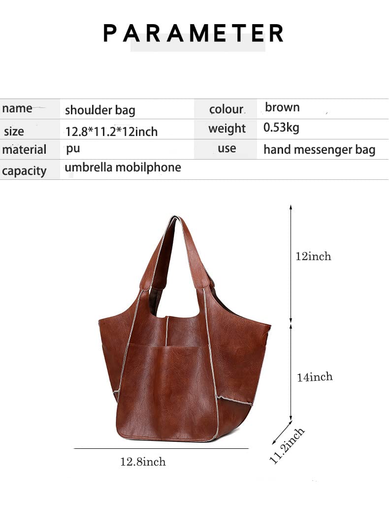 AKONG oversized womens handbag pu soft leather shoulder tote extra big travel Hobo large capacity Satchel (gray)