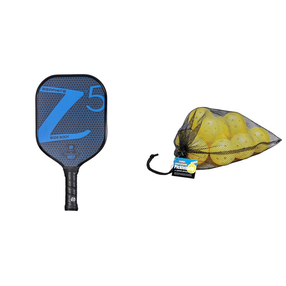 ONIX Graphite Z5 Pickleball Paddle & Tourna Strike Outdoor Pickleballs (12 Pack) - USAPA Approved, optic yellow (PIKL-12-OY-O)