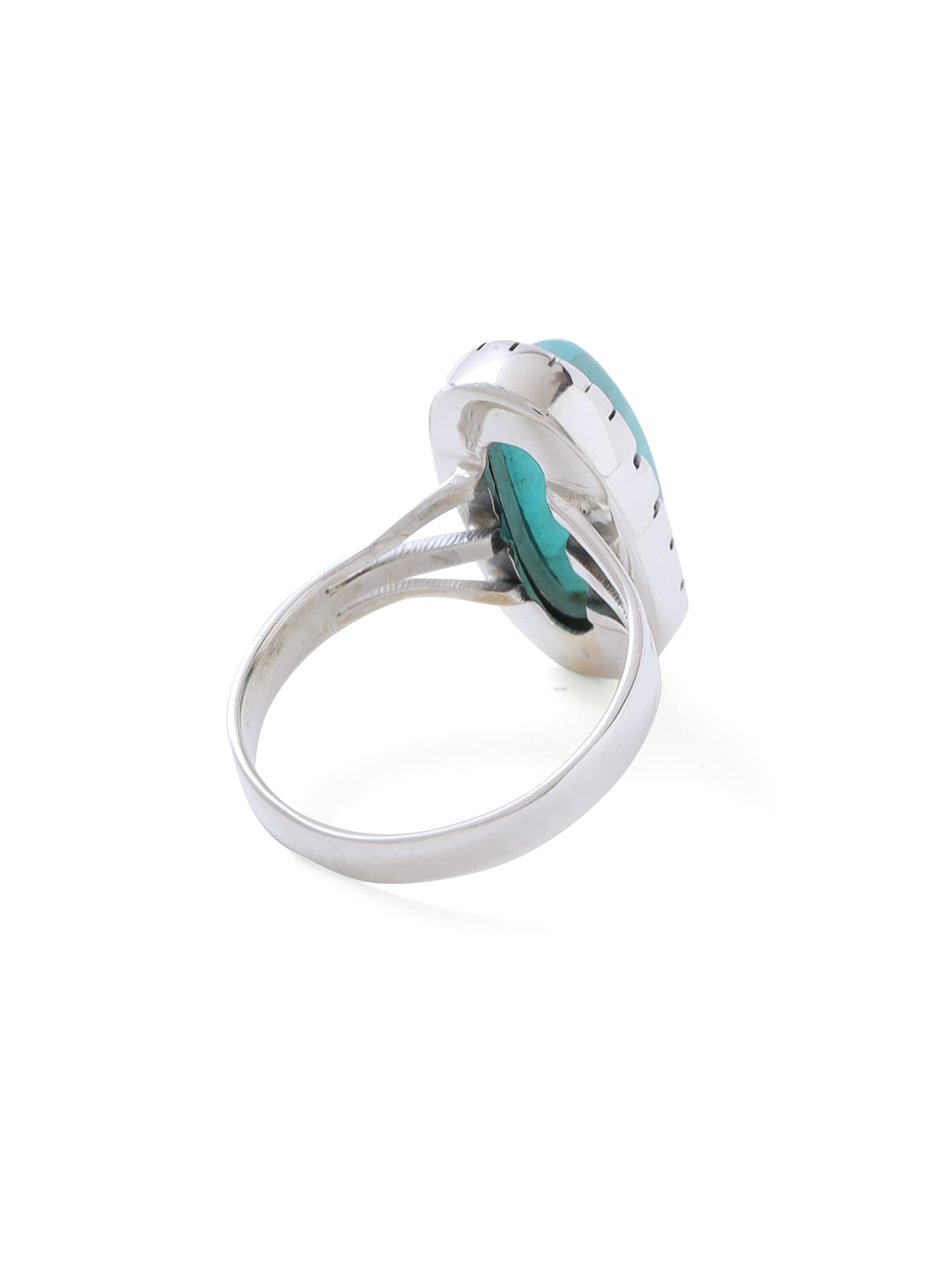 Silver Eternity 925 Sterling Silver Amazonite Ring for Women Statement Ring Silver Natural Blue Amazonite Ring Jewelry Gift for Women (Blue, Ring Size - 6)