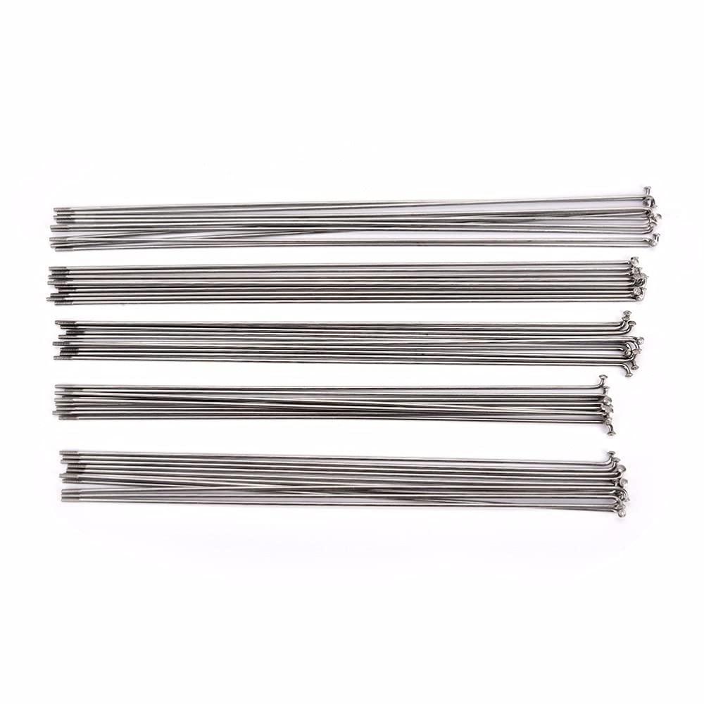 QIYUANMENGYI Bicycle Spokes 10Pcs Mountain/Road Bike Steel 14G Spoke Spokes + Nipple Sliver Colour High Strength Bicycle Spokes 253~290mm (Color : 255mm)