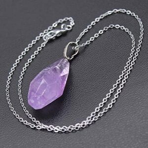 Healing Crystal Stone Pendant Amethysts Rose Pink Clear Crystal Faceted Reiki Stone Pendant Necklace PE065 (Clear Crystal)