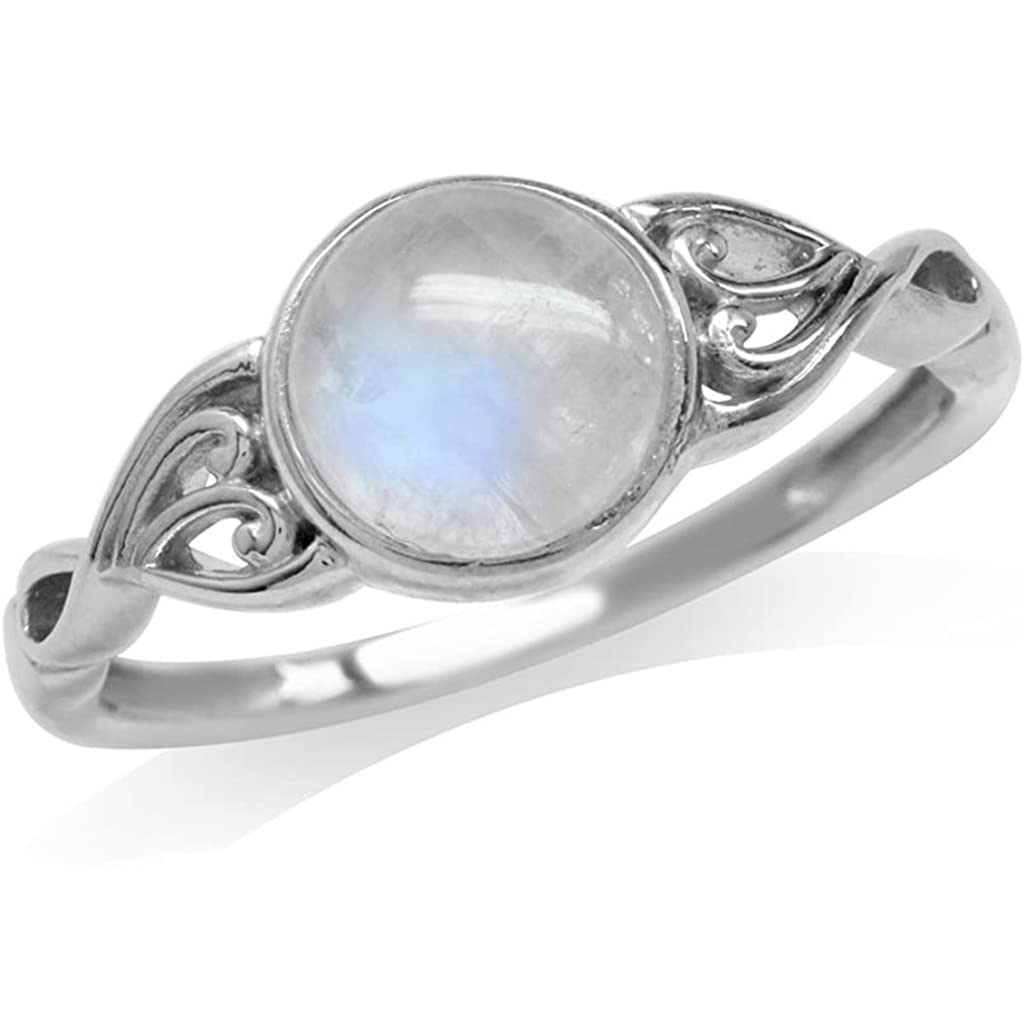 Jude Jewelers Stainless Steel Created Moonstone Wedding Engagement Solitaire Ring (Silver, 9)