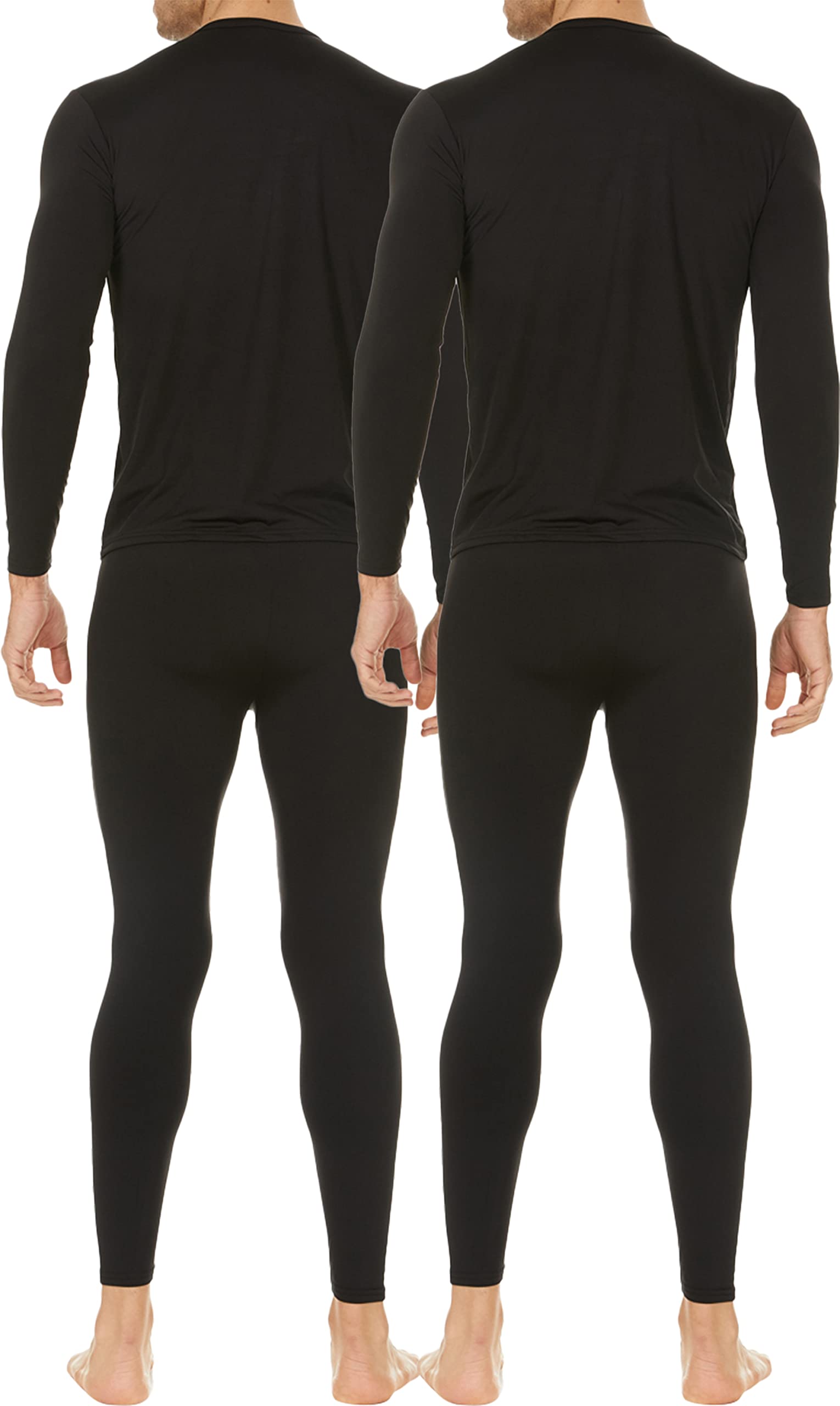 Thermajohn 2 Pack Thermal Underwear for Men Size 3XL V-Neck & Crew Neck Sets Black