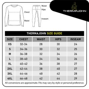 Thermajohn 2 Pack Thermal Underwear for Men Size 3XL V-Neck & Crew Neck Sets Black