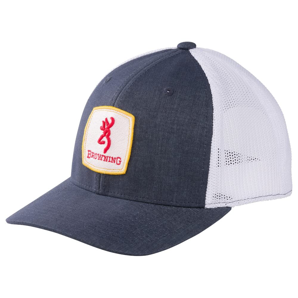 Browning Finn Mesh Snapback Square Patch Cap, Navy, One Size, 308797951