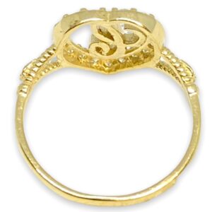 12 MM LONG LADIES TWO TONE HEART INITIAL CURSIVE ALPHABET LETTER RING REAL 10K YELLOW GOLD 4009 (J)