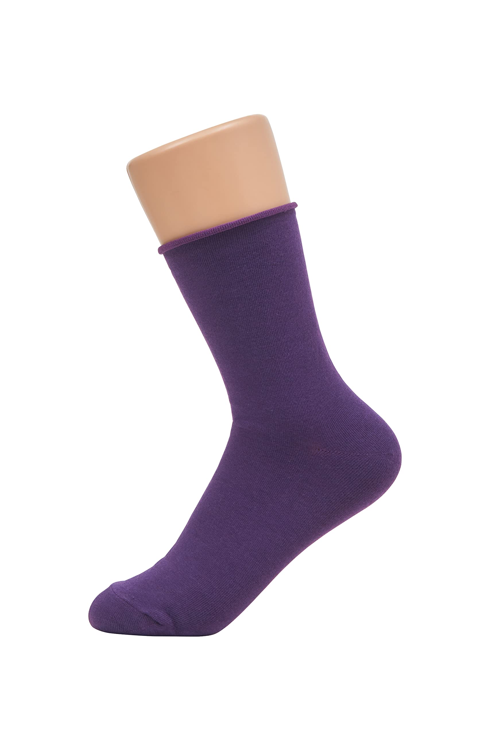 GRISIM Women's Roll Top Ankle High Relaxed Cotton Crew Socks, 3 or 4 Pairs (Shoe Size 6-9) (Rainbow_Red/Green/Purple/Navy)