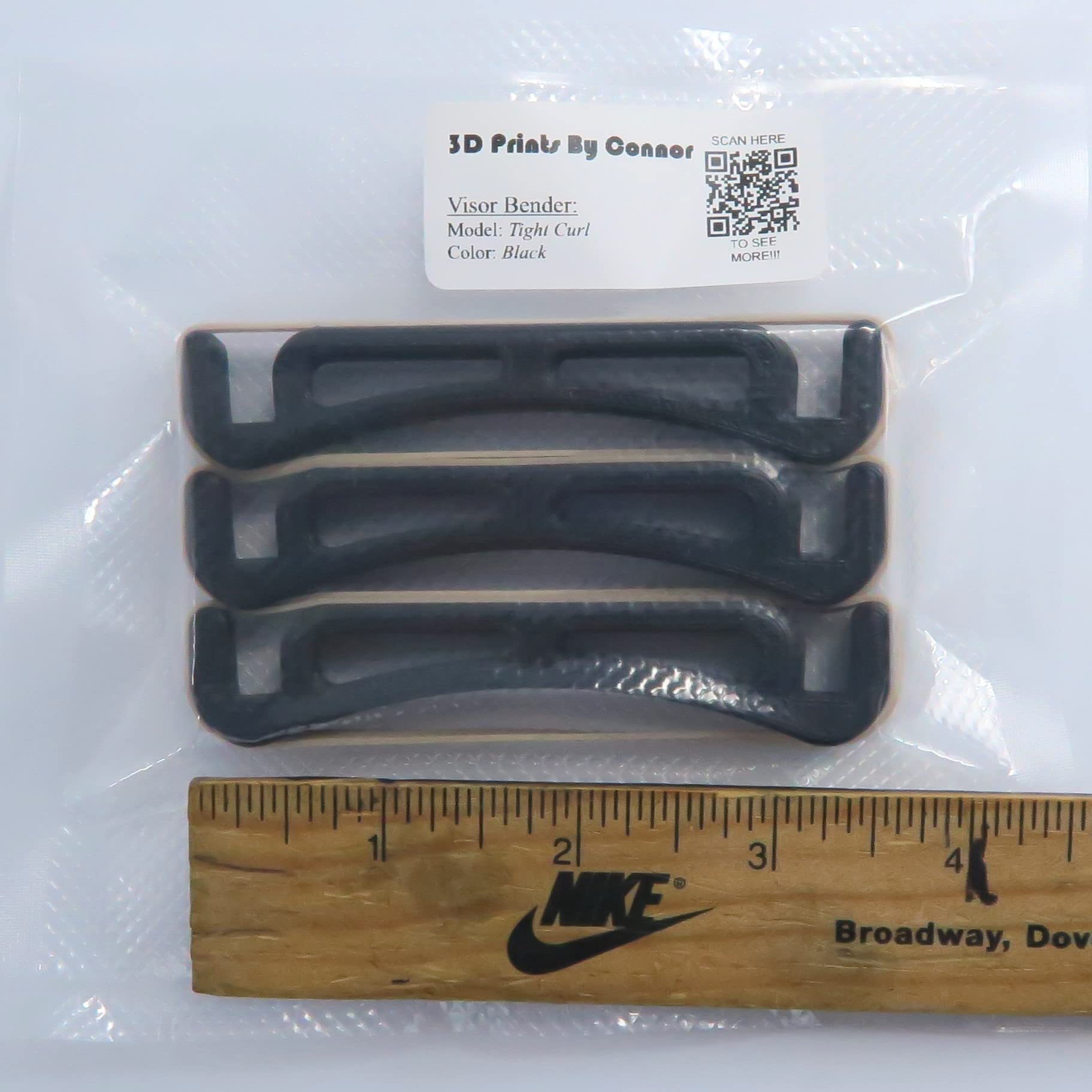 Visor Benders (Pack of 3 Black) ~ Tight Curl Model ~ Includes #64 Rubber Bands (NOT Recommended for X-Large Hats) Made in USA*