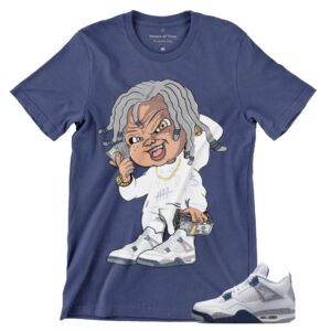 Jordan 4 Midnight Navy KILLA CASH DOLL 4s T Shirt to Match Men's Sneakers, Matching Tee for Jordan 4 Midnight Navy