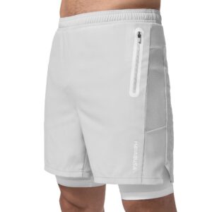 Hayabusa Men's Layered Performance Shorts - Light Grey, 2X-Large