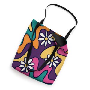 Psychedelic Abstract Hippie 70s Aesthetic Retro Liquid Swirl Tote Bag