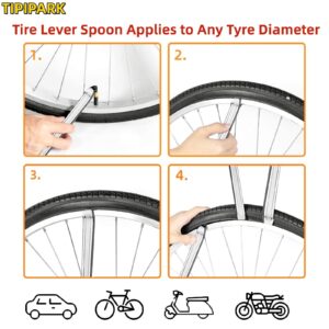 TIPIPARK 3 Pcs Bike Tire Levers - Motorcycle Tire Spoons Iron Set Dirt Bike Tire Changing Tools 10" Lengthen Premium Stainless Steel Repair Tube for Motorcycles Electric Bicycles Mountain Dirtbike