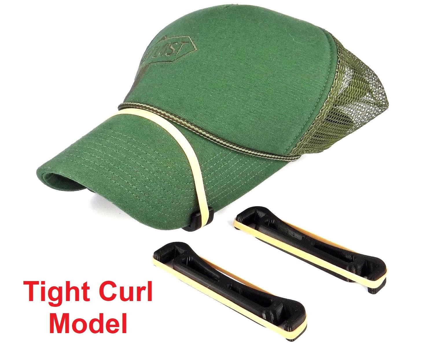 Visor Benders (Pack of 3 Black) ~ Tight Curl Model ~ Includes #64 Rubber Bands (NOT Recommended for X-Large Hats) Made in USA*