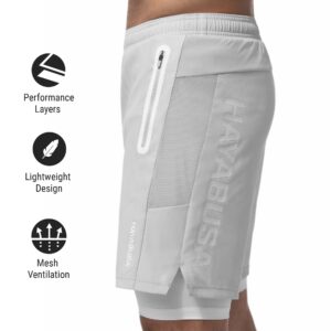 Hayabusa Men's Layered Performance Shorts - Light Grey, 2X-Large