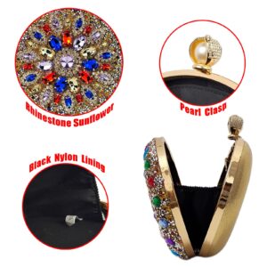 Multicolor Rhinestone Women Evening Clutch Purse Bridal Sparkly Diamond Bag Crystal Handbags Prom Wedding Cocktail Purse(Gold)