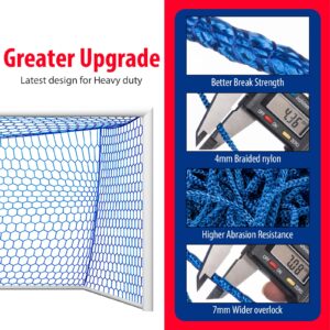 XXXYYY Soccer Goal Net Replacement 24x8FT, Professional On-Court Quality [8.4 LBS, 4mm Nylon], Upgraded Weather Resistance, Better Break Strength, Higher Abrasion Resistance- Blue (Net Only)