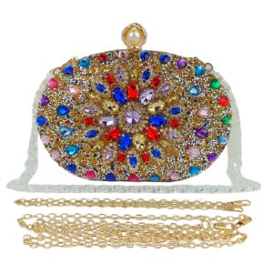 Multicolor Rhinestone Women Evening Clutch Purse Bridal Sparkly Diamond Bag Crystal Handbags Prom Wedding Cocktail Purse(Gold)