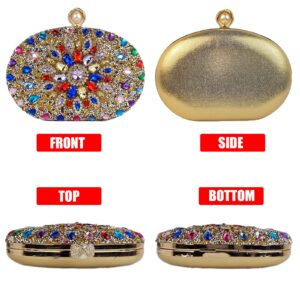 Multicolor Rhinestone Women Evening Clutch Purse Bridal Sparkly Diamond Bag Crystal Handbags Prom Wedding Cocktail Purse(Gold)