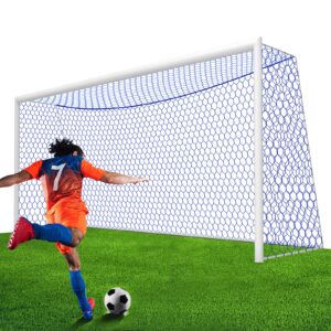 xxxyyy soccer goal net replacement 24x8ft, professional on-court quality [8.4 lbs, 4mm nylon], upgraded weather resistance, better break strength, higher abrasion resistance- blue (net only)