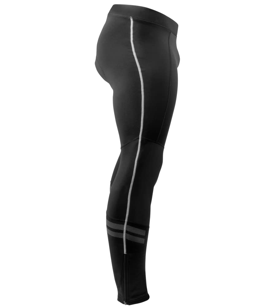 AERO|TECH|DESIGNS | Men's Windstop Padded Cycling Tights | Black | Large