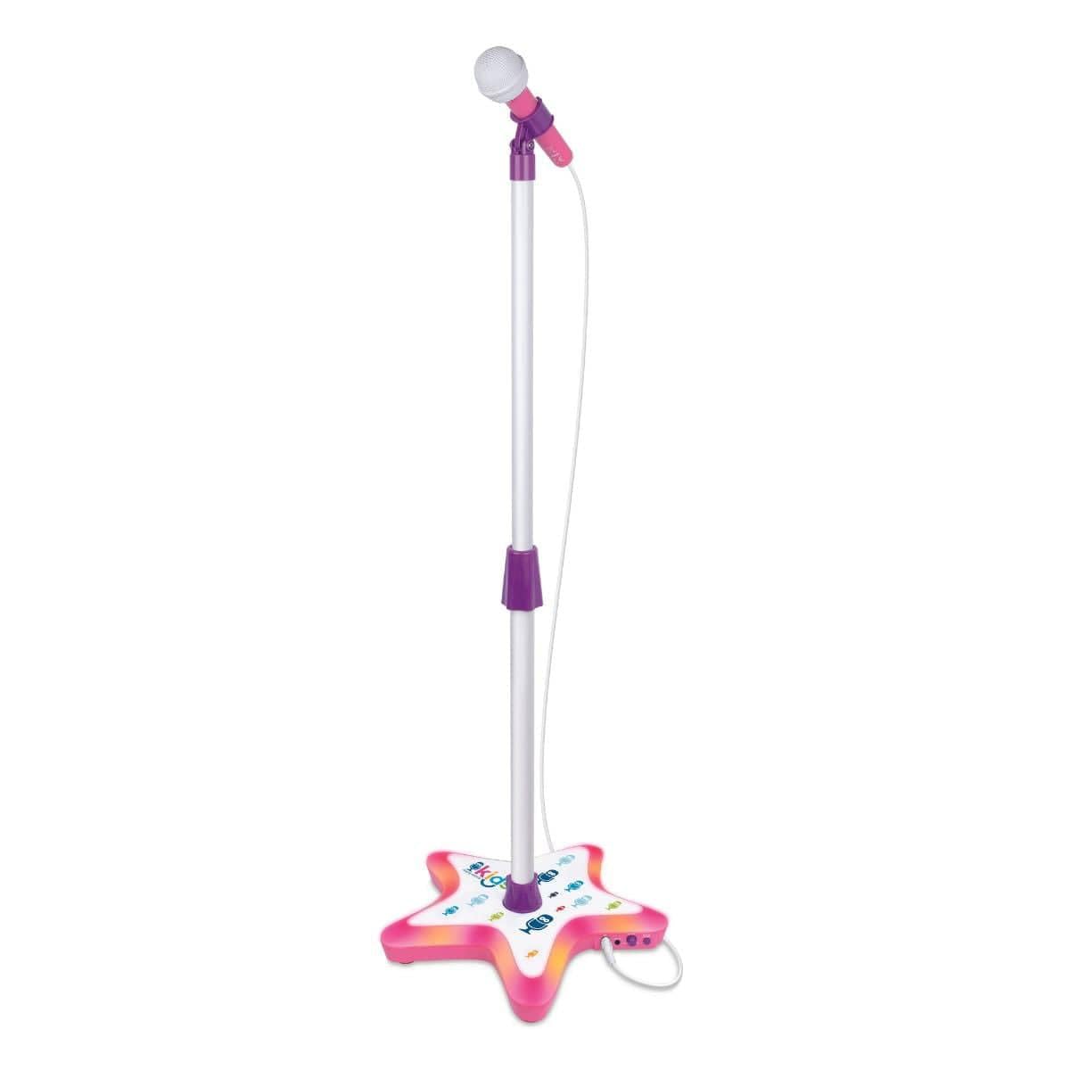 Singing Machine Kids SMK910PP Star Stage, Adjustable Sing-Along Mic Stand with LED Lights, Pink/Purple