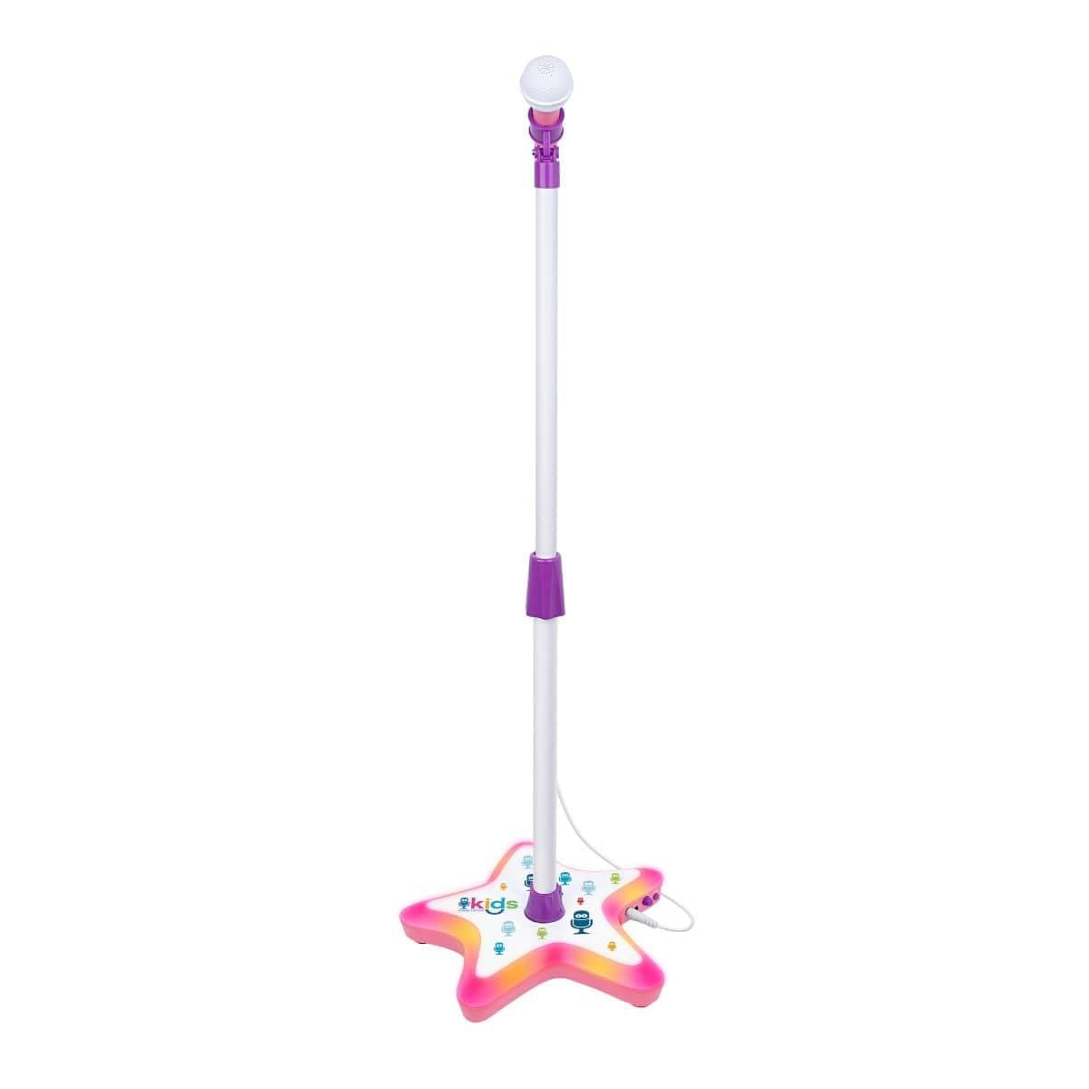 Singing Machine Kids SMK910PP Star Stage, Adjustable Sing-Along Mic Stand with LED Lights, Pink/Purple