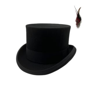 willheoy wool top hat for men satin lined topper hat black mens tophat christmas costume cap