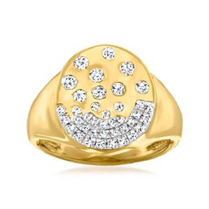 Ross-Simons 0.45 ct. t.w. Scattered Diamond Signet Ring in 18kt Gold Over Sterling. Size 7