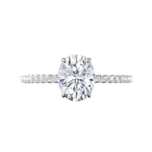 14K Gold Handmade 2.5 CT Oval Cut VVS1 Colorless Moissanite Engagement Rings for Women Bridal Set Moissanite Wedding Rings for Gifts (White Gold, 6)