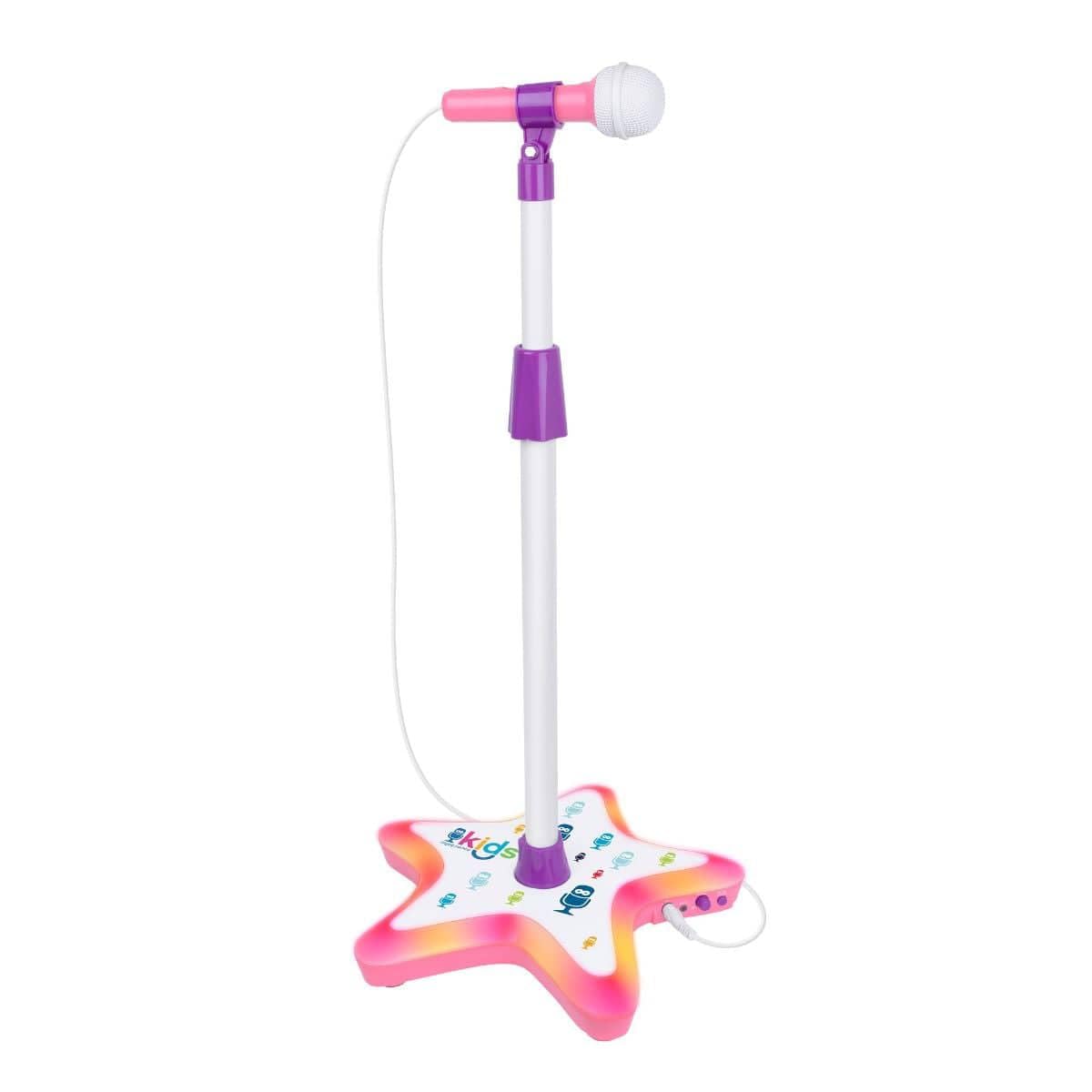 Singing Machine Kids SMK910PP Star Stage, Adjustable Sing-Along Mic Stand with LED Lights, Pink/Purple