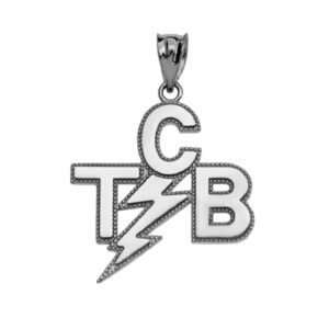 fine sterling silver taking care of business in a flash (tcb) pendant