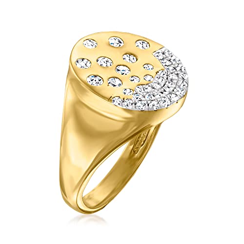 Ross-Simons 0.45 ct. t.w. Scattered Diamond Signet Ring in 18kt Gold Over Sterling. Size 7