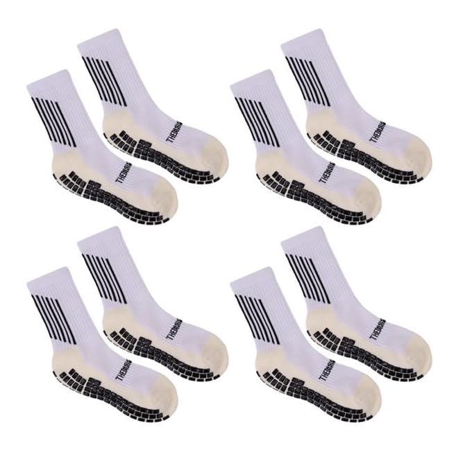 The Grip Sock Youth Socks, Soccer Socks Kids, Anti Slip Soccer Socks, Trampoline Socks, Non Slip Football Grip Socks, Kids socks 4 pk Kids ages 4-10 (White)