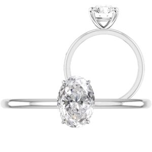 14K Gold Handmade 1.5 CT Oval Cut VVS1 Colorless Moissanite Engagement Ring for Women Bridal Set Moissanite Wedding Rings for Gifts (White Gold, 9.5)